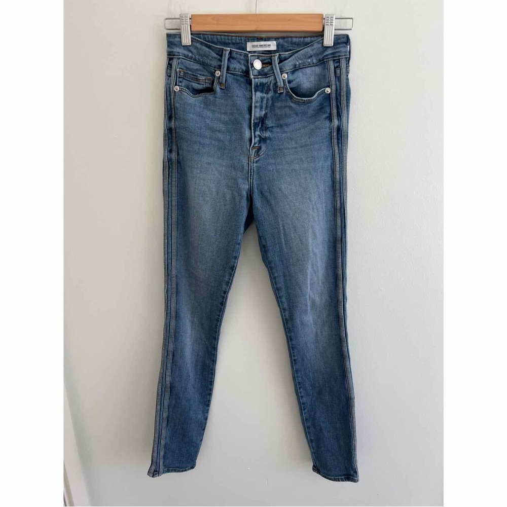 Good American Good Waist Striped Skinny Jeans